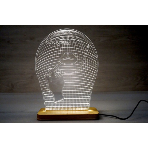 3D led лампа със спринцовка и устни - подарък за дерматолог